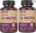 DEVA Vegan Calcium Magnesium Supplement 2-Pack, Plus Zinc, Vitamins C, D & K, Boron, 90 Tablets Each