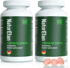 NaturElan 2 Pack Vitamin D3 Gummies - 240 Gummies, 2000 IU Vitamin D3 per Gummy, Sugar Free, Boost Bones, Mood & Immune System Function, Yummy Peach Flavor, Vegan, Non-GMO & Gluten Free, 240 Servings