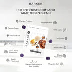 Barker Wellness Nighttime Vegan Sugar-Free Adaptogen Mushroom Gummies – Reishi, Lion's Mane, Chaga, Cordyceps for Calm, Rest & Recovery – Non-GMO Sleep Support & Relaxation Supplement, 60 Count