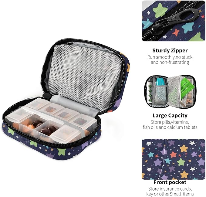 Stars Weekly Medicine Pill Organizer Travel Pill Case Box Holder Container Small for Vitamin Supplement
