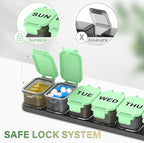 Extra Large Weekly Pill Organizer - XL Vitamin Holder with 7 Detachable Compartments, Portable Medicine Pill Organizer for Supplements, Daily Pill Case for Home and Travel,Green