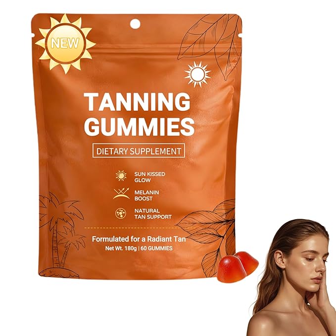 2026 New Tanning Gummies for Women, Tanning Gummies That Work Fast Without Sun, Enhances Natural Tan, Natural Looking Glow, Bronzing, Non-GMO, Vegan & Sugar Free - 60 Count (1 Pack)