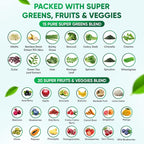 Sugar-Free Real Organic Fruits, Super Greens and Veggies Gummies | 35+ Nutritious & Healthy Greens, Fruits, and Vegetables for Improved Immunity, Skin Health & Energy Boost|60 Vegan Gummies