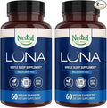Nested Naturals Luna Melatonin-Free Pack of Two, Bedtime Supplement for Adults, Herbal Nighttime Sleeping Capsule, Valerian Root with Chamomile, Lemon Balm, Non-GMO, Gluten-Free