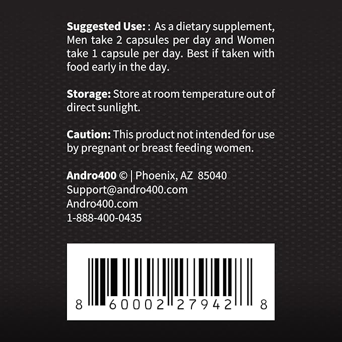 Andro400 Max Advanced T-Support & Nitric Oxide Booster – Traditional Tongkat Ali 100:1 Extract with L-Arginine & L-Citrulline – Supports Circulation and Physical Performance – 180 Capsules