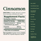 Nature's Bounty Cinnamon Capsules, Herbal Supplement, Supports Sugar Metabolism, 1500mg, 100 Capsules (Pack of 2)