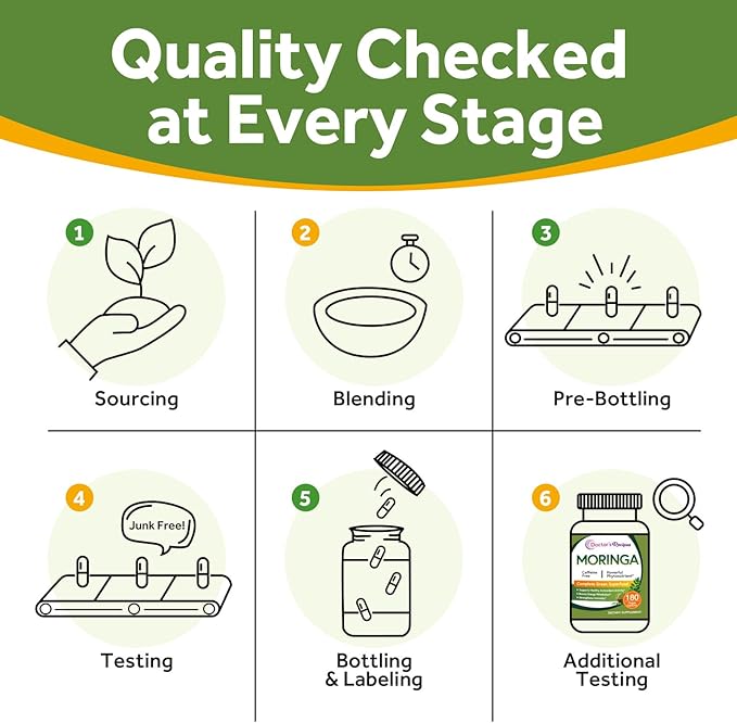 Doctor's Recipes Moringa, Complete Green Superfood, Natural Antioxidant Support, Non-GMO, 180 Vegan Caps, No Caffeine Soy Gluten