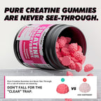 NSFCertified Creatine Monohydrate Gummies 5000mg for Men & Women, Chewables Creatine Monohydrate for Muscle Strength, Muscle Builder, Energy Boost, Pre-Workout Supplement(90 Count)-Strawberries
