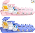 2-Pack Extra Large Weekly Pill Organizer, Travel Pill Box 7 Days, XL Vitamin Holder with 7 Detachable Compartments, Daily Pill Case for Home and Travel