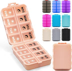 Foldable Weekly Pill Organizer 2 Times a Day with 2 Extra Compartments (Clear Printed Labels) - Portable 7 Day AM PM Medicine Box, Week Daily Travel Pill Case Holder for Vitamin, Supplement - Pink