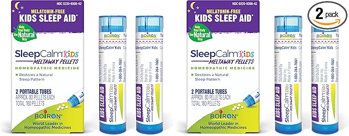 Boiron SleepCalm Kids Sleep Aid for Deep, Relaxing, Restful Nighttime Sleep - Melatonin-Free and Non Habit-Forming - 2 Count (160 Pellets) (Pack of 2)