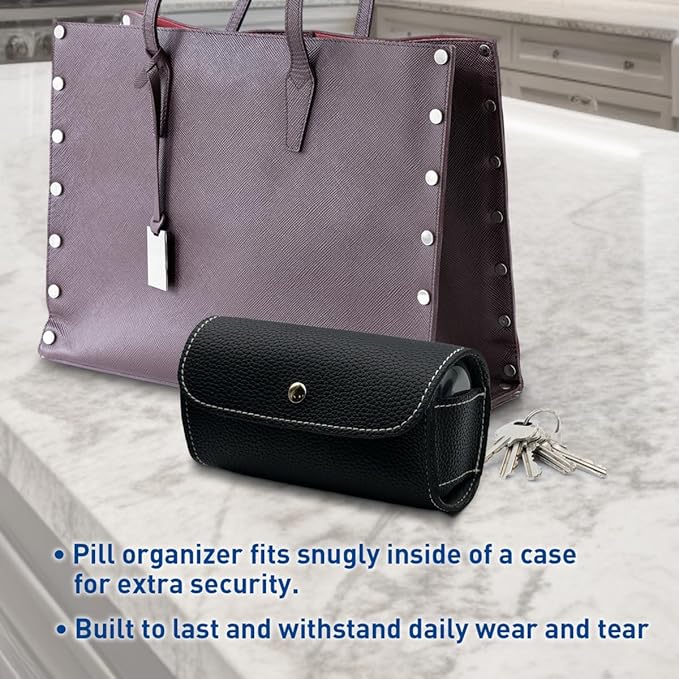 EZY DOSE Weekly (7-Day) AM/PM Pill Case, Medicine Planner, Vitamin Organizer, Pop-Out Compartments, 2 Times a Day, Black Lids, Includes Black Case, BPA Free