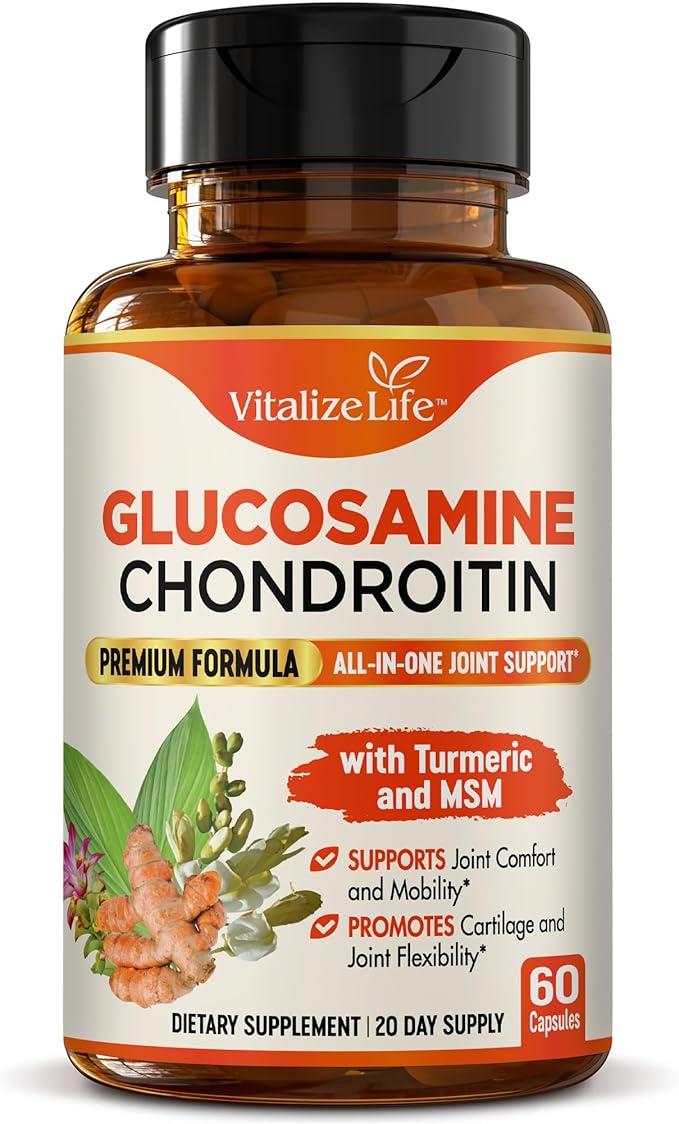 Joint Supplements for Women & Men– Advanced Joint Support Complex with Glucosamine, Chondroitin, MSM & Turmeric – Support for Cartilage, Mobility and Flexibility – 60 Capsules