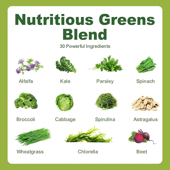 Greens Daily Gummies, Superfood Fruits and Veggies Blend with Spirulina, Chlorella, Prebiotics & Fiber, Adaptogens Multivitamin Supplement for Women & Men Digestive Health, Non-GMO, 240 Count