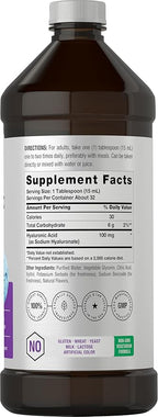 Horbäach Liquid Hyaluronic Acid Supplement | 100 mg | 16 oz | Mixed Berry Flavor | Non-GMO and Gluten Free Formula
