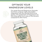 Magnesium Glycinate Gummies (400mg per Serving, 30 Day Supply, Grape Flavored) High Absorption Magnesium Supplement for Adults or Kids by Double Wood Supplements