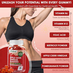Apple Cider Vinegar Gummies, Metabolism Gummy with 1000mg AVC & Vitamin B6 Vitamin B12, ACV Gummies for Metabolism, Digestion, Detox, Gut & Immune Health, 60 Counts