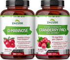 Zazzee Ultimate Urinary Tract Support Bundle | Super Concentrated Proanthocyanidin Cranberry Extract Capsules Plus D-Mannose 1000mg Capsules for UT & Bladder Cleansing