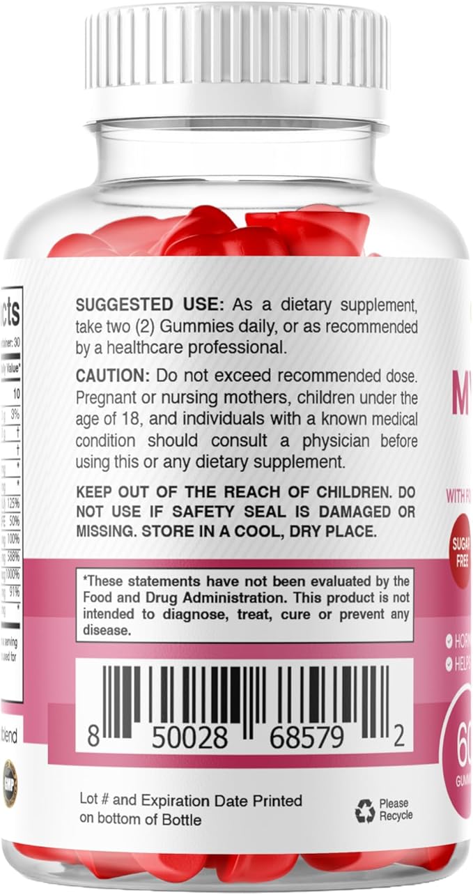 healblend Myo & D-Chiro Inositol Gummies - PCOS Support for Women, Hormone Balance, Fertility & Ovulation - with Methylfolate, Vitamin D3, Zinc, Evening Primrose - Strawberry, Sugar-Free, 60ct (2)