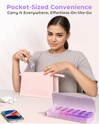 Pillex Pill Organizer, Am & Pm Pill Organizer 7 Days, Weekly Pill Case 2 Times a Day, Cute Pill Box 7 Day, Medicine Organizer for Travel, Vitamins, Fish Oils, Supplements (Gradient Pink-Purple)