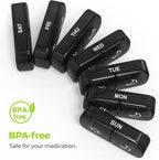 AUVON XL Weekly Pill Organizer 2 Times a Day, Pill Box 7 Day with One-Side Large Openings for Easy to Use, Black Privacy Protection AM PM Pill Case for Medication, Vitamins, Fish Oils, Supplements
