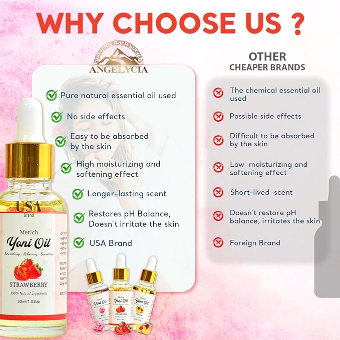 MERICH Natural Yoni Oil for Women | pH Balancing Vaginal Detox Oil, Vanilla & Mango | Rejuvenating Formula for Dark Spots & Ingrown Hair | Odor Eliminator & Gentle Cleansing Feminine Care | 1 oz