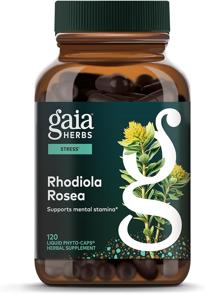 Gaia Herbs Rhodiola Rosea - Stress Support Supplement Traditionally for Supporting Healthy Stamina & Endurance* - with Siberian Rhodiola Root Extract - 120 Vegan Liquid Phyto-Caps (120 Servings)