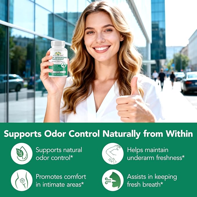 Body Deodorizing Supplement - Chlorophyll Pills for Internal Odor Control, Fresh Breath, and Digestive Support - Helps Reduce Body & Breath Odor from Within for Women and Men