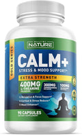 Built by Nature Calm+ Relaxation & Focus – Stress, Cortisol & Mood Support – Calm Supplement with L-Theanine, Ashwagandha, Magnesium Glycinate, Vitamin D3 – 90 Capsules