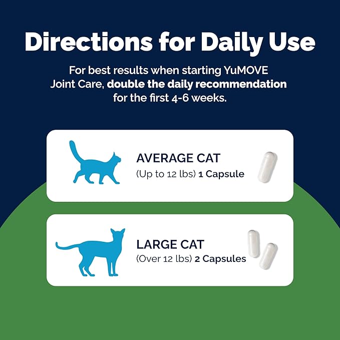YuMOVE Cat Joint Supplement with Glucosamine, Omega 3, Hyaluronic Acid, & Green Lipped Mussel - Joint Support Supplement - for Senior Cats 60 Capsules