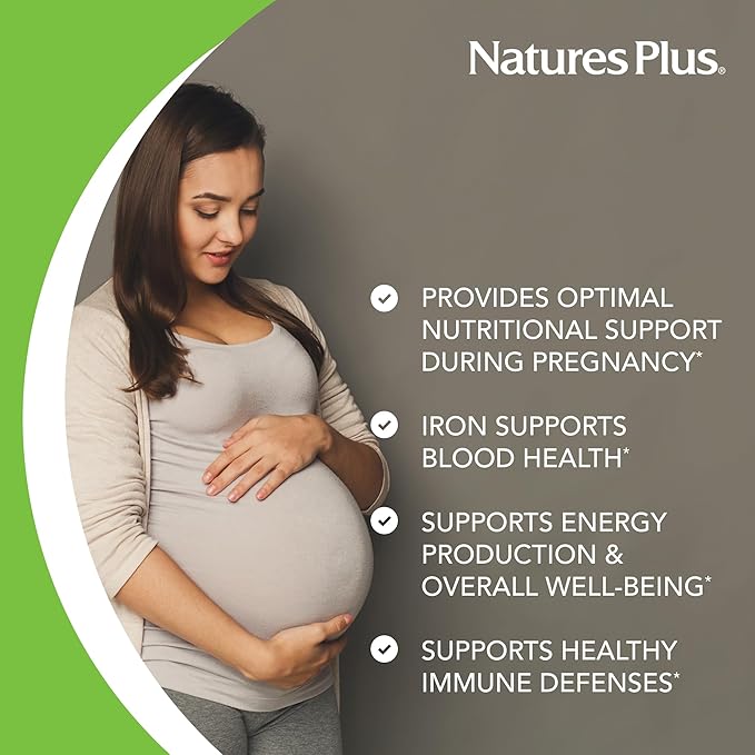 NaturesPlus Source of Life Prenatal Liquid - Tropical Fruit Flavor - 30 fl oz - Multivitamin & Mineral Supplement with Iron - Nutritional Support for Pregnancy - Gluten Free, Vegetarian - 30 Servings