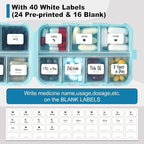 14 GRIDS Travel Pill Organizer Box with Labels - Travel Medicine Case Kit - Pocket Daily Pharmacy Container - Travel Medication Holder Dispenser for Fish Oil Vitamin Supplement Storage - Sky Blue