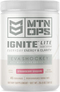MTN OPS Ignite Lite Sugar Free Energy Drink Powder with 100mg Caffeine, Nootropic Blend for Energy & Focus, L Arginine & L Citrulline for Endurance, 45 Servings, Strawberry Daiquiri