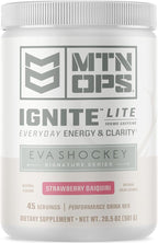 MTN OPS Ignite Lite Sugar Free Energy Drink Powder with 100mg Caffeine, Nootropic Blend for Energy & Focus, L Arginine & L Citrulline for Endurance, 45 Servings, Strawberry Daiquiri