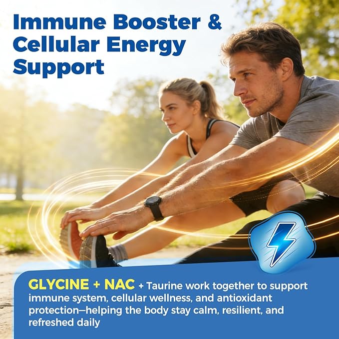 Glycine 3g Gummies, Organic L-Glycine with NAC Supplements for Sleep & Cellular Support, Plus B6, L-Theanine & Taurine for Nerve, Liver Detox & Immune Health, Sugar Free, Vegan, 60 Chews