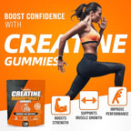 Creatine Monohydrate Gummies for Men & Women, 4g of Creatine Monohydrate per Serving for Maximum Power Strength, Performance, Sugar Free, Vegan, Pre-Workout Supplement(120 Count)-Orange