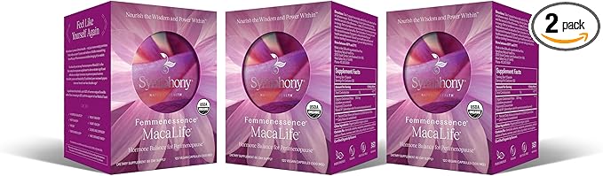 Femmenessence® MacaLife® – Clinically Proven Perimenopausal Organic Vegan Supplement for Natural Hormone Balance, Symptom Relief, Heart & Mood Support (360 Capsules, 180 Day Supply)