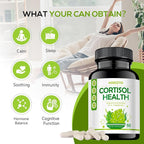 Cortisol Manager Supplement for Women and Men Adrenal Support with Ashwagandha, Rhodiola Rosea, Holy Basil, Mood & Sleep Support - Non-GMO, Vegan Capsules (60 Count)