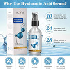 100% Pure Hyaluronic Acid Serum for Face Neck Body with Vitamin C Vitamin E for Skincare Hydrate, Moisturizer, Plump Skin, Reduce Wrinkles, Anti Aging Serum, 2 Oz