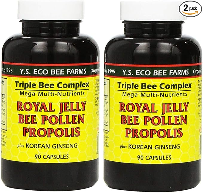YS Eco Bee Farms, Royal Jelly Bee Pollen Propolis plus Korean Ginseng, 90 Capsules (2Pack)