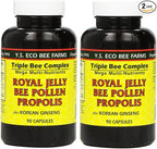YS Eco Bee Farms, Royal Jelly Bee Pollen Propolis plus Korean Ginseng, 90 Capsules (2Pack)