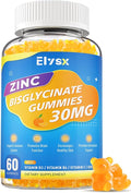 Zinc Glycinate 30 mg Gummies, Chewable Zinc Supplement for Women & Men, with Vitamin C, D3 & B6, Quercetin, Immune System Support, Skin Health & Antioxidant, Natural Fruit Flavor, 60 Ct