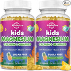 2 Pack Kids Magnesium Gummies, Magnesium Glycinate Gummies for Kids & Adults with L-Theanine, Chamomile, Licorice, Vitamin D, B6 for Sleep, Relaxation, Brain & Muscle, Sugar Free Pineapple