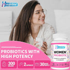 Vaginal Probiotics for Women, 300 Billion CFUs Probiotics for Women, 15-in-1 Womens Probiotic & Prebiotics, for Vaginal, Urinary Tract, PH Balance, Immune, Digestive & Gut, Bloating Health, 60 Caps