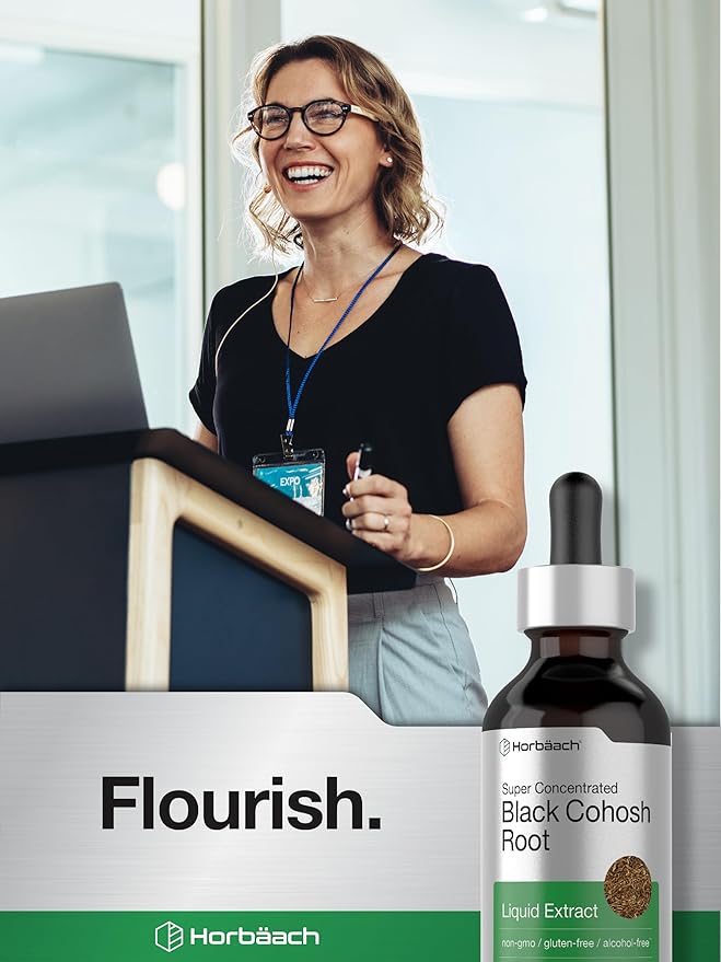 Horbäach Black Cohosh Root Tincture | 2 fl oz | Liquid Extract | Alcohol Free Herb Drops | Vegetarian | Non-GMO, Gluten Free Supplement