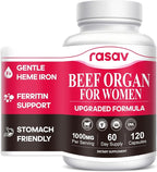 Beef Organ Supplement for Women - Ferritin Supplement for Women, Grass Fed Liver, Uterus, Ovary & Bone Marrow - Natural Anemia Support, Energy & Hormone Balance - Pasture Raised - 120 Capsules
