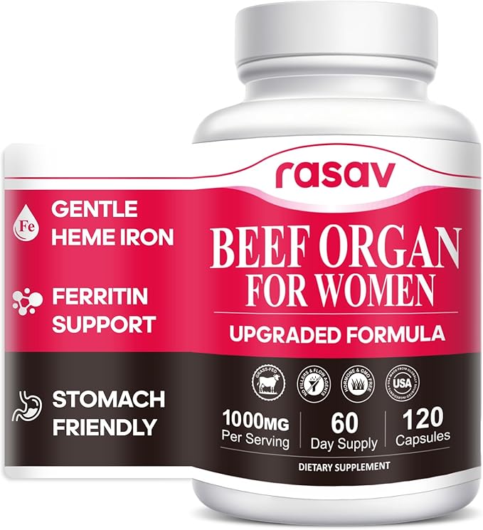 Beef Organ Supplement for Women - Ferritin Supplement for Women, Grass Fed Liver, Uterus, Ovary & Bone Marrow - Natural Anemia Support, Energy & Hormone Balance - Pasture Raised - 120 Capsules