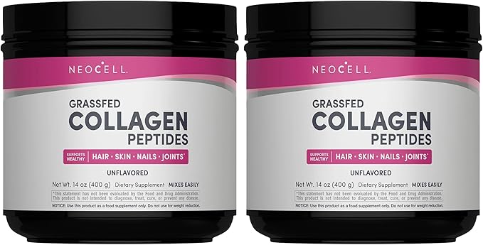 NeoCell Super Collagen Peptides Powder, Non-GMO, Grass Fed, Paleo Friendly, Gluten Free, For Hair, Skin, Nails & Joints, Unflavored, 40 Servings, 14 Ounces (Packaging May Vary)