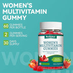 Women's Multivitamin Gummies, Vitamins A, C, D3, E, K, B12, Calcium, Biotin, Folic Acid, Inositol, Multivitamin for Women for Daily Nutritional Support, 30 Day Supply - 60 Count