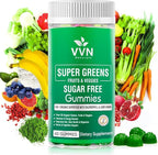 Sugar-Free Real Organic Fruits, Super Greens and Veggies Gummies | 35+ Nutritious & Healthy Greens, Fruits, and Vegetables for Improved Immunity, Skin Health & Energy Boost|60 Vegan Gummies